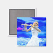 Aimant Fille Jouer Flute (Recto/Verso)
