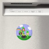 Aimant Fille Leprechauns Arc en ciel et Pot d'or (In Situ (Lave-vaisselle))