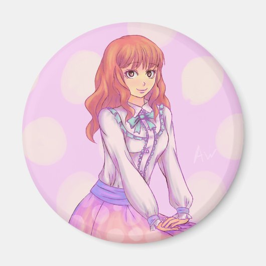 Aimant Fille Macaron rose (Devant)