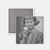 Aimant Fille mange de glace crème (Recto/Verso)