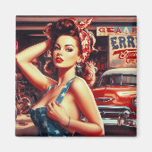 Aimant Fille mécanique rétro (Devant)