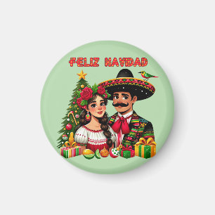 Aimant Fille mexicaine homme sapin de Noël Feliz Navidad