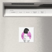 Aimant Fille mignonne et classe rose et noir (In Situ (Lave-vaisselle))