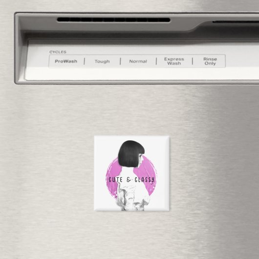 Aimant Fille mignonne et classe rose et noir (In Situ (Lave-vaisselle))