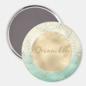 Aimant Fille Mint Aquarelle Ombre Empreinte de léopard Or (Recto/Verso)