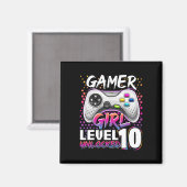 Aimant Fille Niveau 10 Déverrouillé Jeu Vidéo Anniversair (Recto/Verso)