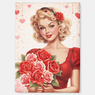 Aimant Fille Pin-Up Vintage Saint-Valentin