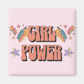 Aimant Fille Power conception de texte avec étoiles (Devant)