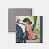 Aimant Fille priant au coucher, la prière du Seigneur (Recto/Verso)