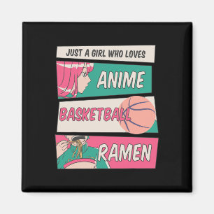Aimant Fille Qui Aime Anime Bysketbyll Et Ramen Kawaii T