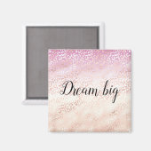 Aimant Fille Rose Blush Peach Empreinte de léopard Tie Te (Recto/Verso)