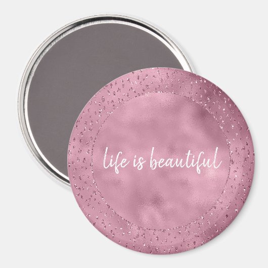 Aimant Fille rose brillant Parties scintillant étincelant (Recto/Verso)