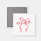 Aimant Fille Rose Coquette Bow 9 Ans 9e Anniversaire Par (Recto/Verso)