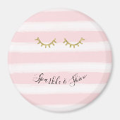Aimant Fille rose rayures or Parties scintillant cils (Devant)