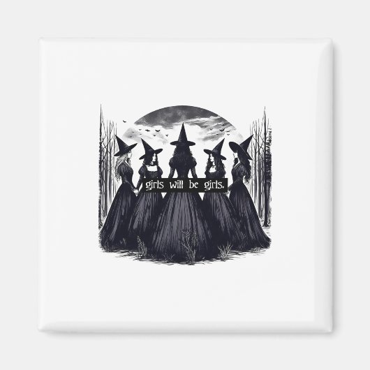 Aimant Fille Sera Filles Sorcière Halloween Drôle Witchy  (Devant)