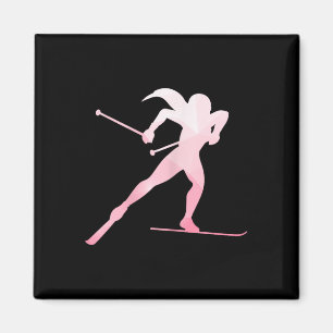 Aimant Fille Silhouette Ski de fond Sports d'hiver