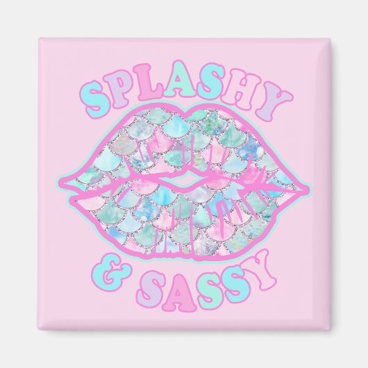 Aimant Fille Splashy & Sassy Rose Turquoise Mermaid Kiss (Devant)