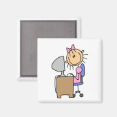 Aimant Fille sur ordinateur (Recto/Verso)