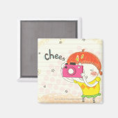 Aimant Fille tenant la caméra, en cliquant (Recto/Verso)