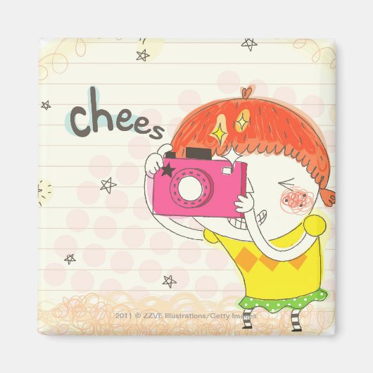 Aimant Fille tenant la caméra, en cliquant (Devant)