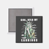 Aimant Fille, Tiens mes oreilles Liberté Statut Américain (Recto/Verso)