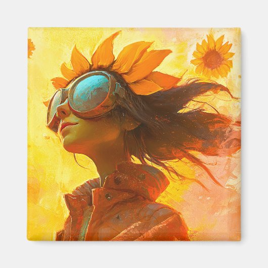 Aimant Fille Tournesol (Devant)