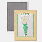 Aimant Fille Tournesol Robe Verte (Recto/Verso)