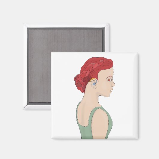 Aimant Fille utilisant une prothèse auditive (Recto/Verso)