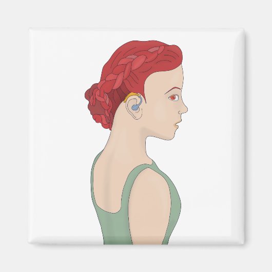 Aimant Fille utilisant une prothèse auditive (Devant)