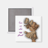 Aimant Fille vintage avec oeuf (Recto/Verso)