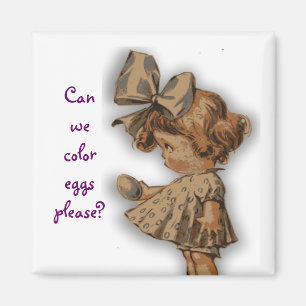 Aimant Fille vintage avec oeuf