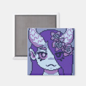 Aimant Fille violette Pixelart, Pixel Art (Recto/Verso)