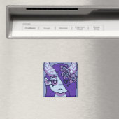 Aimant Fille violette Pixelart, Pixel Art (In Situ (Lave-vaisselle))