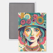 Aimant filles avec casquette (Recto/Verso)