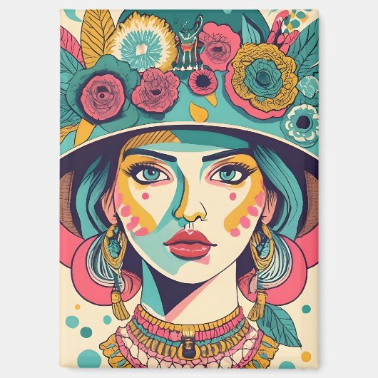 Aimant filles avec casquette (Recto)
