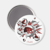 Aimant filles basket-ball personnalisées étoiles maroon g (Recto/Verso)