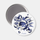 Aimant filles bleu basket-ball étoiles acheter 1 ou achet (Recto/Verso)