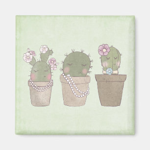 Aimant Filles Cactus mignonnes Portant Des Bijoux