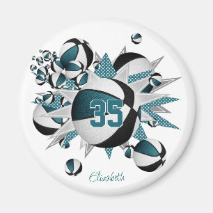 Aimant filles cadeaux de sport turquoise noir basketball