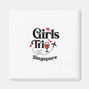 Aimant Filles de vin mignonnes Voyage Singapour Vacances 