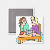 Aimant Filles faisant des devoirs (Recto/Verso)