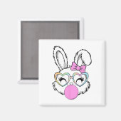 Aimant Filles Femmes Lapin Lapin Visage Rose Coquette Bow (Recto/Verso)