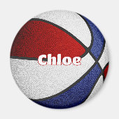 Aimant filles garçons basketball rouge blanc bleu équipe  (Devant)