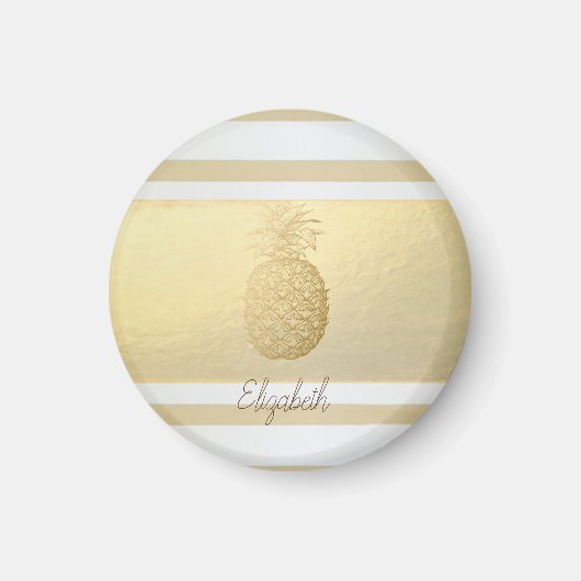 Aimant Filles Modernes Rayures Dorées, Ananas Doré (Devant)