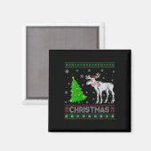 Aimant Filles Moose Xmas Arbre Éclairage de Noël moche (Recto/Verso)