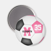 Aimant filles noires roses mignonnes coutume soccer (Recto/Verso)