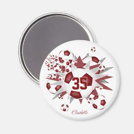 Aimant filles personnalisées ballon de football marron so (Recto/Verso)