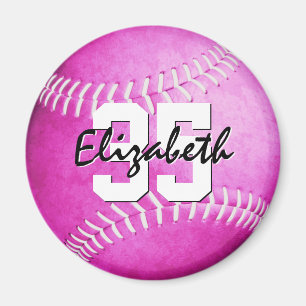 Aimant filles roses softball personnalisées cadeaux d'équ