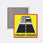 Aimant Fin De Route Tarred, Signal De Circulation, Island (Recto/Verso)