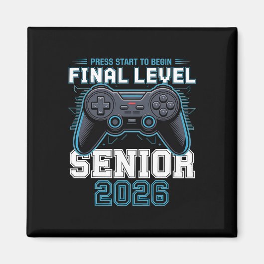 Aimant Final Level Senior 2026 Press Start Gamer Style (Devant)